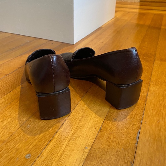 Womens Etienne Aigner Maroon Square Toe Heels Narrow - Picture 3 of 5